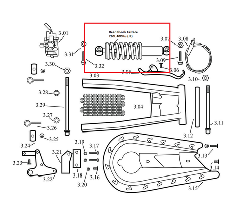 AS 8337 | Rear Shock Fastace 260L 400lbs (JR) | MX50